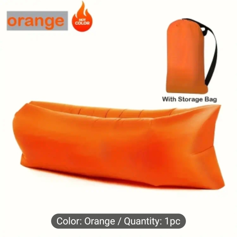 Inflatable Orange Lounger with Storage Bag